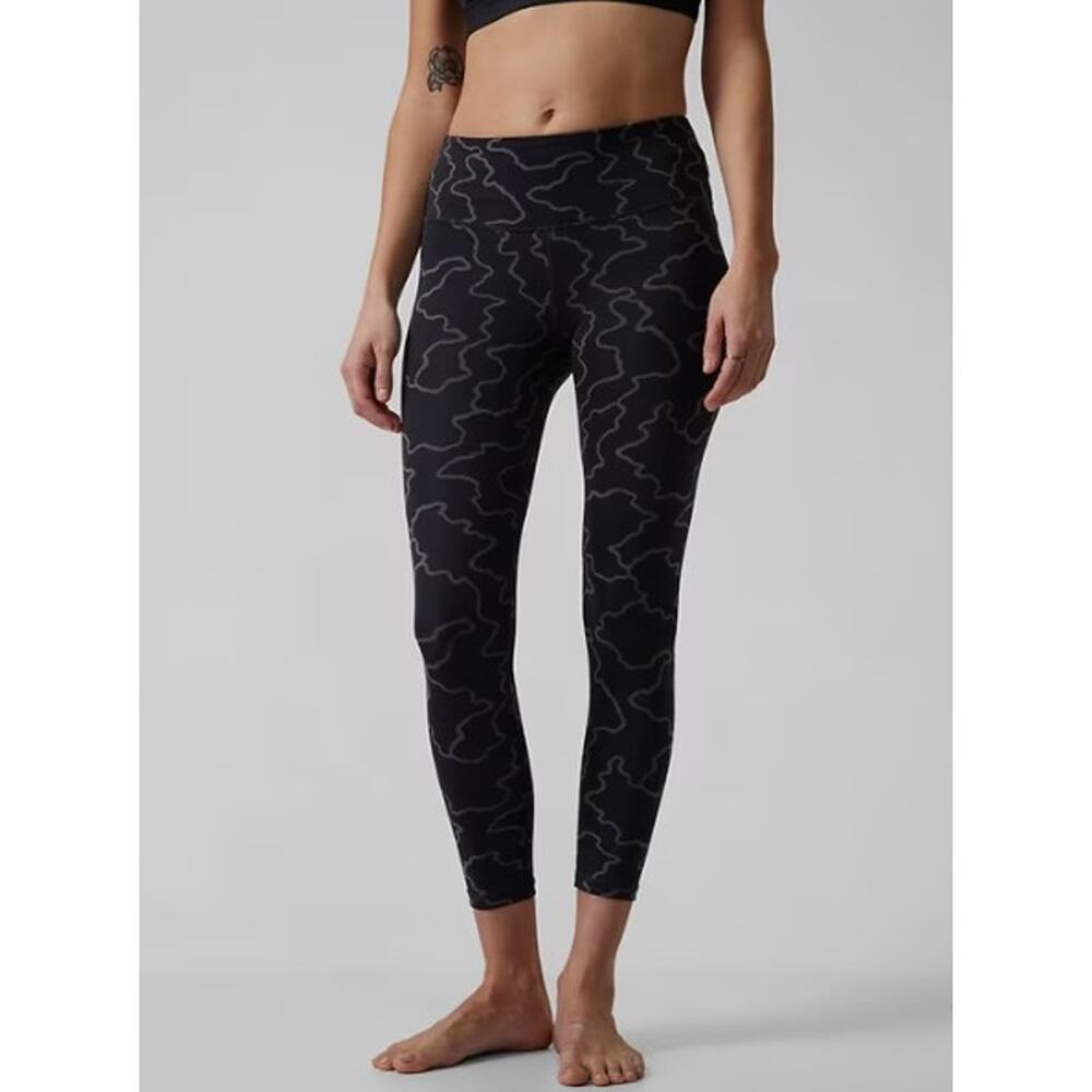 Athleta Elation Train Textured 7/8 Tight Black Grey Large